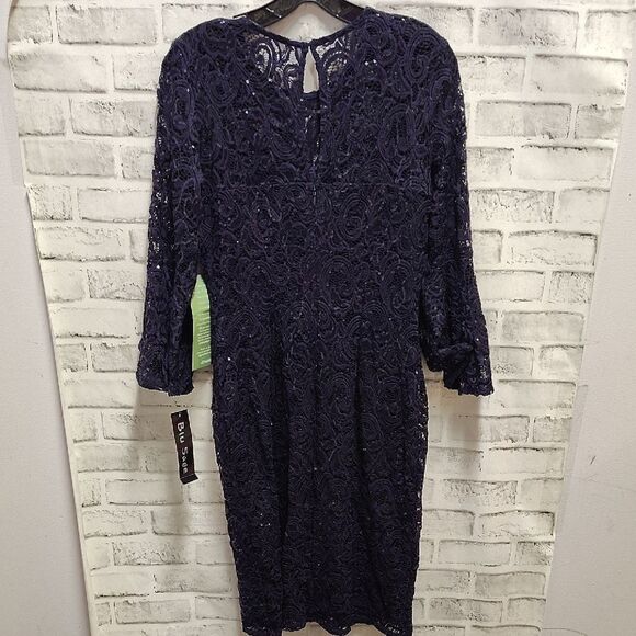 Blu Sage Blue Sequin Bell Sleeve Sheath Dress - Picture 3 of 3